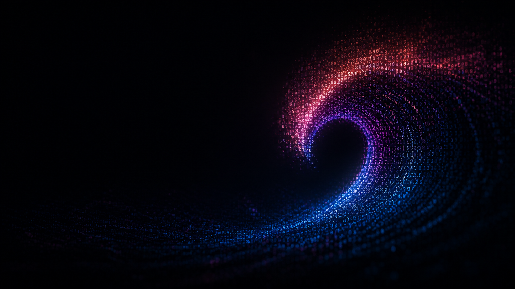 A luminous ocean wave constructed from ASCII characters